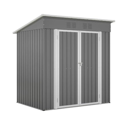 6x4 FT Outdoor Metal Storage Shed with Lockable Door & Floor Frame