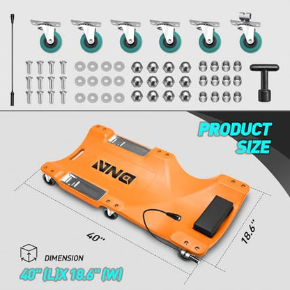 40 Inch Low Profile Plastic Rolling Garage Shop Floor Creeper with LED Light