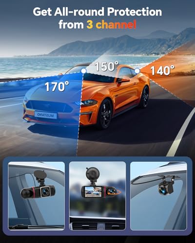 3 Channel Dash Cam Front Rear Inside