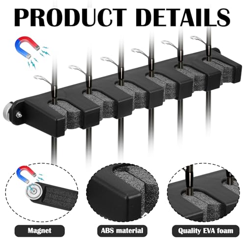 2 Pcs Magnetic Fishing Rod Holder Fishing Pole Rack for Car Portable Vertical Rod Storage Holders for Truck Bed Boat Pickup Garage Door Wall Ceiling Snowboard (2 Count)
