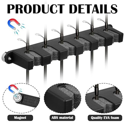 2 Pcs Magnetic Fishing Rod Holder Fishing Pole Rack for Car Portable Vertical Rod Storage Holders for Truck Bed Boat Pickup Garage Door Wall Ceiling Snowboard (2 Count)