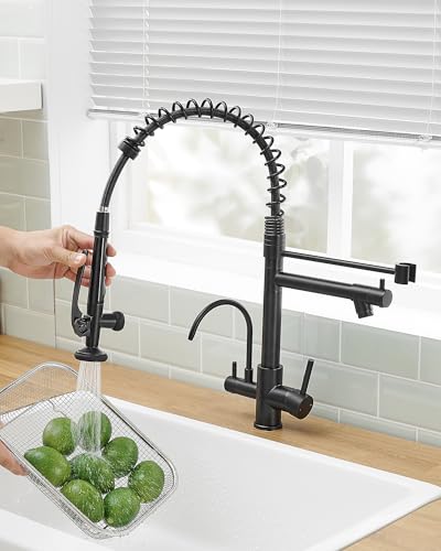 3 in 1 Kitchen Sink Faucet with Drinking Water Faucet Matte Black
