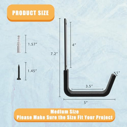 Heavy Duty Utility Hooks for Wall Mount (6 Count)