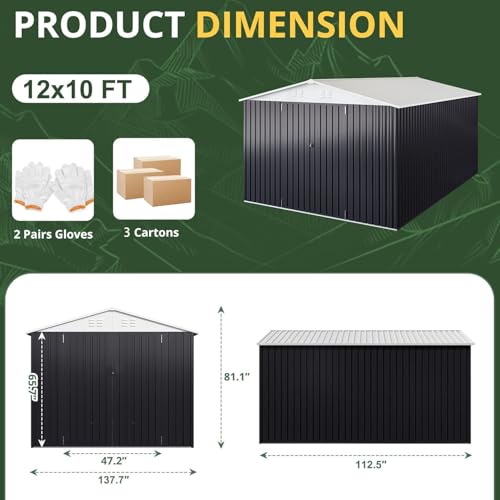 10x12 FT Outdoor Storage Shed for Backyard