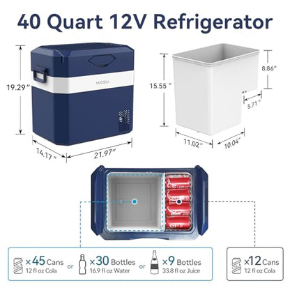 Car Fridge Portable 12V Refrigerator 40 Quart 12 Volt Freezer Compressor Cooler 12V