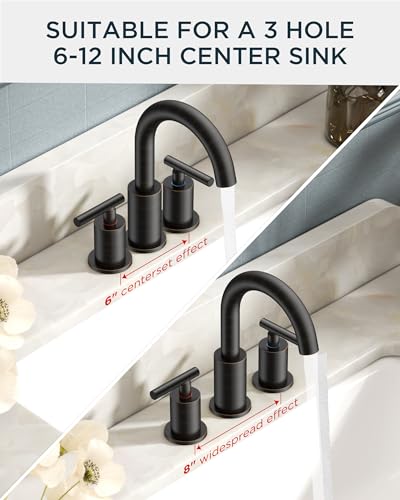 Bathroom Sink Faucet 3 Hole Oil Rubbed Bronze 8 Inch Widespread