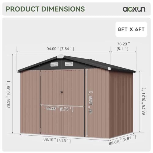 8'x6' Outdoor Storage Shed with Base