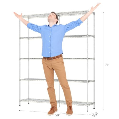 5 Tier Storage Shelves 1430LBS Heavy Duty Metal Shelving