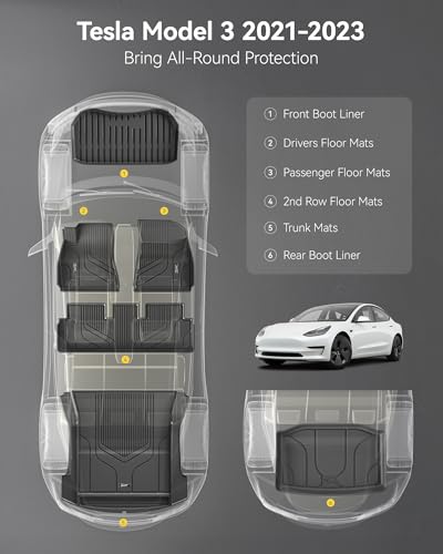 Floor Mats and Trunk Mat for Tesla Model 3 2021