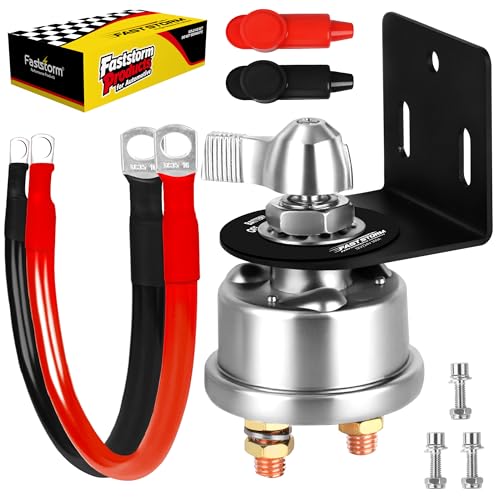 300A 12V 48V Battery Disconnect Switch with 2GA Cable Side Post Mounting Bracket High Current Battery Cut Off Heavy Duty Master Switch for Car Boat RV ATV UTV Vehicles