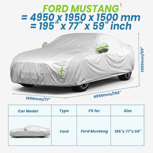 210D Oxford Car Cover Compatible with Ford Mustang