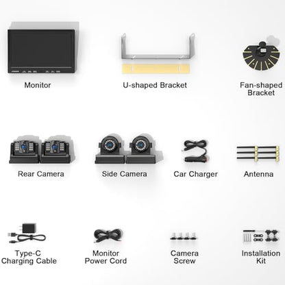 1080P 10" Magnetic Wireless Backup Camera 10" HD Split Screen Monitor