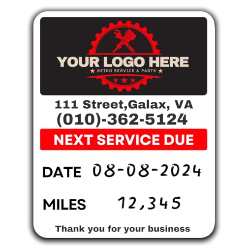 Oil Change Stickers for Windshield Personalized with Your Logo (500 Count)