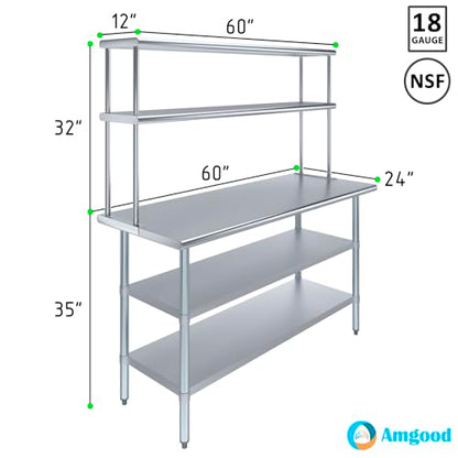 Stainless Steel Work Table with 2 Shelves