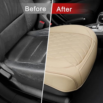 1 Pack Leather Front Car Seat Bottom Cover Beige