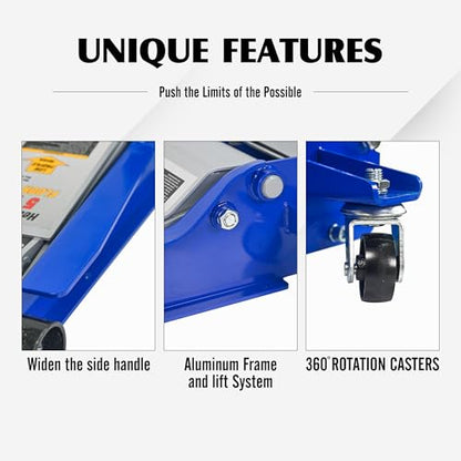 11000lbs 5Ton Low Profile Floor Jack Dual Piston Hydraulic Car Jack