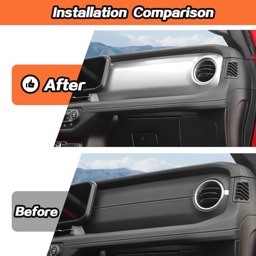 2pcs for 2024+ Jeep Wrangler JL Silver Interior Accessories Center Console Dash Panel Cover Trim Overlay