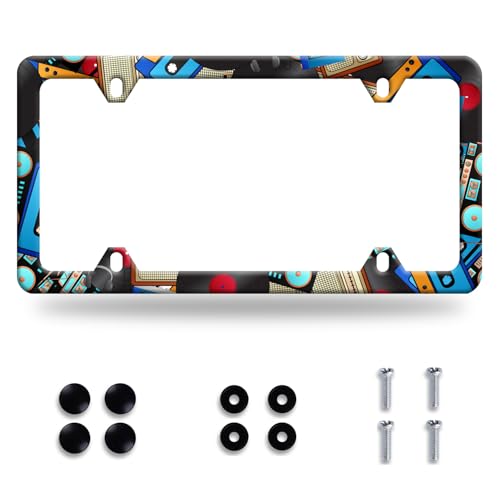 Music Cassettes License Plate Frame Stainless Steel Car Accessory 6x12 Inch