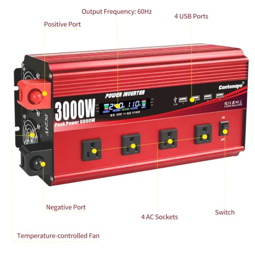 3000W Power Inverter 24V to 110V