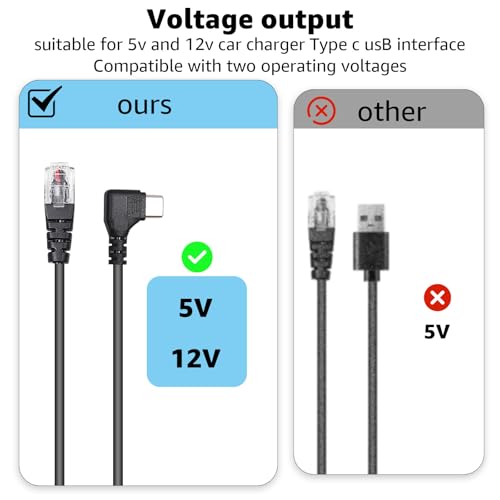 USB C to RJ11 Radar Detector Power Cable for Uniden Escort & More 13FT