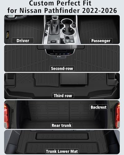 Floor Mats & Cargo Mat with Backrest Mat for Nissan Pathfinder 2022