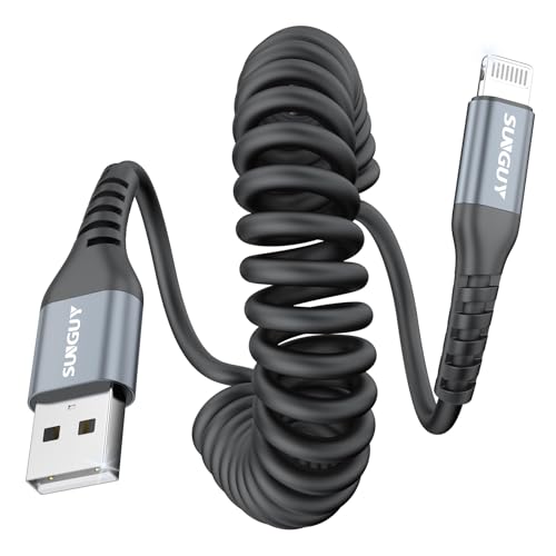 Coiled USB A to Lightning Cable (2 Count)