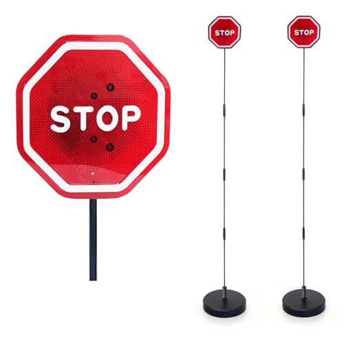 LED Stop Sign Garage Parking Assistant with Upgraded 5.2mm Rod and Reinforced ABS Sleeves (2 Count)