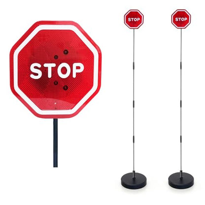 LED Stop Sign Garage Parking Assistant with Upgraded 5.2mm Rod and Reinforced ABS Sleeves (2 Count)
