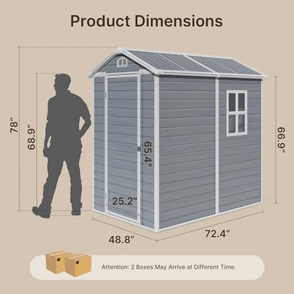 6x4 FT Outdoor Storage Shed with Floor