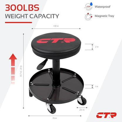 Rolling Mechanic Shop Stool with Magnetic Tray