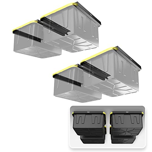 Heavy Duty Overhead Garage Storage Rack for 4 Bins. Adjustable Width (4 Count)