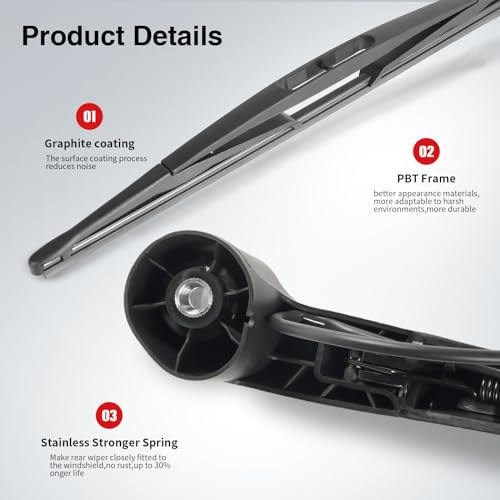 Rear Windshield Wiper Arm Blade Set