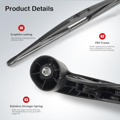 Rear Windshield Wiper Arm Blade Set