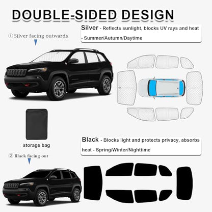 8pcs Sun Shades for Jeep Cherokee SUV 2014 (8 Count)