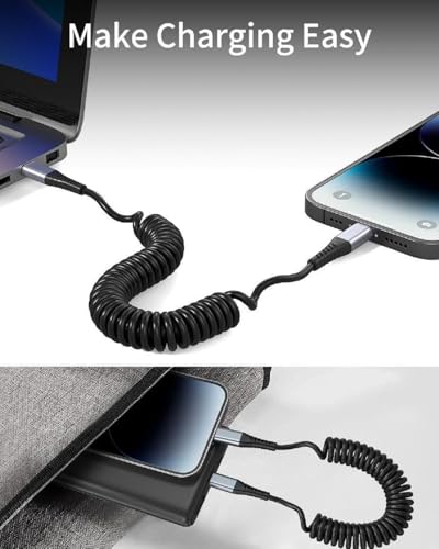 Coiled Lightning Cable for Car (2 Count)