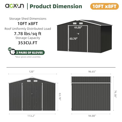 9.8x7.6 FT Shed Outdoor Storage Shed