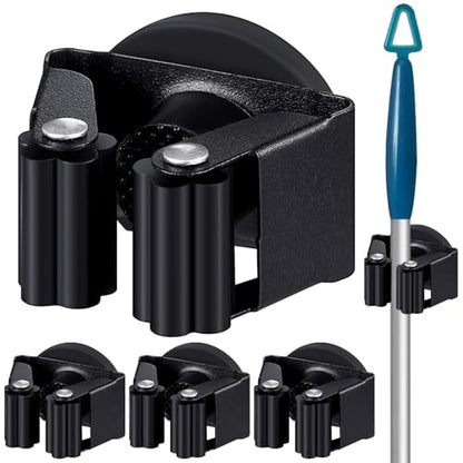 4 Pcs Magnetic Broom Holder Wall Mounted Anti Slip Rack