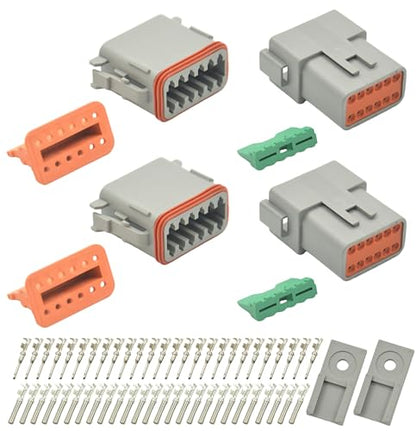 2 Sets 12 Pin DT Waterproof Connector Kit