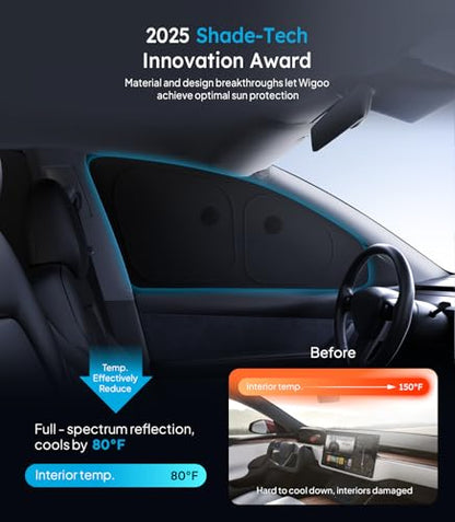 2026 Window Sunshade No Windshield for Tesla Model 3 Highland 2024 (6 Count)