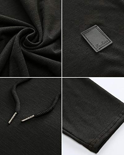 Mens Fashion Athletic Hoodies Sport Sweatshirt Solid Color Fleece Pullover Black XL