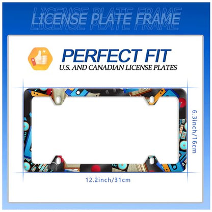 Music Cassettes License Plate Frame Stainless Steel Car Accessory 6x12 Inch