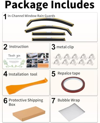 in Channel Window Visors Rain Guards for Jeep Cherokee 2014 (4 Count)