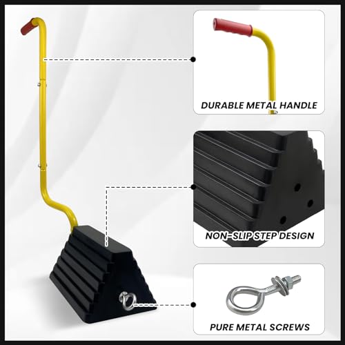 2 Pack Heavy Duty Rubber Wheel Chock with Handle (2 Count)