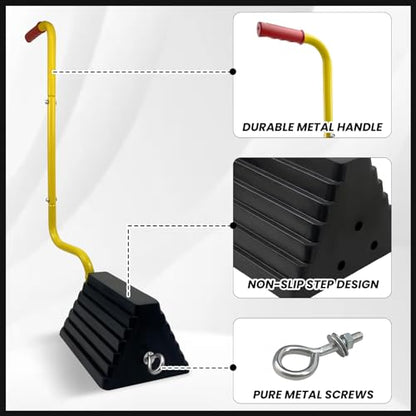 2 Pack Heavy Duty Rubber Wheel Chock with Handle (2 Count)