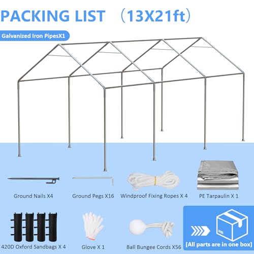 Carport 13x21ft Heavy Duty Large Outdoor Storage Shed with Roll