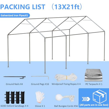 Carport 13x21 FT Enclosed Carport with Roll