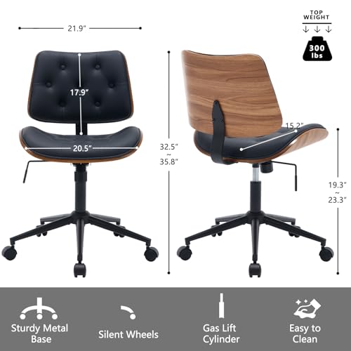 Armless Home Office Chair in Button Style