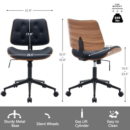 Armless Home Office Chair in Button Style
