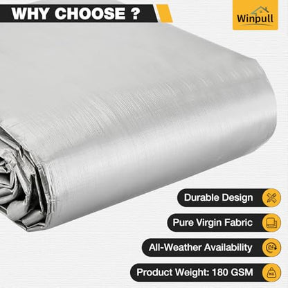 Heavy Duty Tarp 14 Mil Tarp Waterproof Silver 12x20 FT