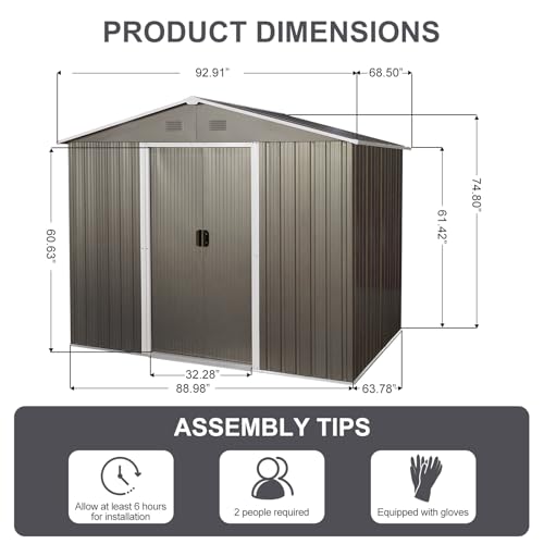 6x8 FT Outdoor Storage Shed